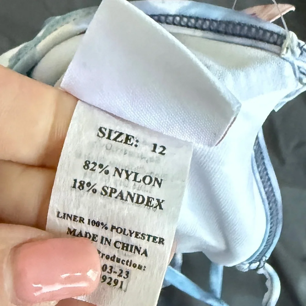 OKANU Girl's Blue & White Tie Dye Shoulder Tie Bikini Size 12 NEW